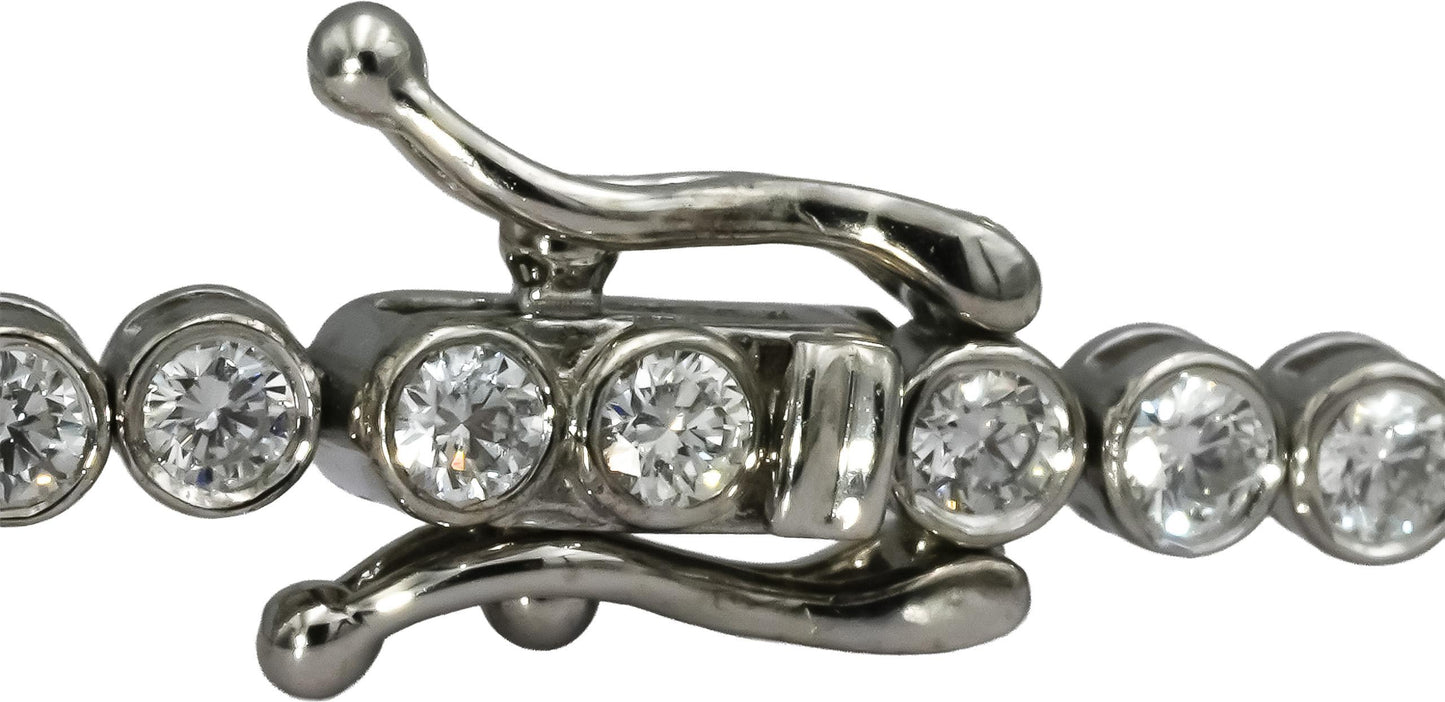 14k White Gold VS Round Bezel Set Diamond Tennis Bracelet 2.35CT