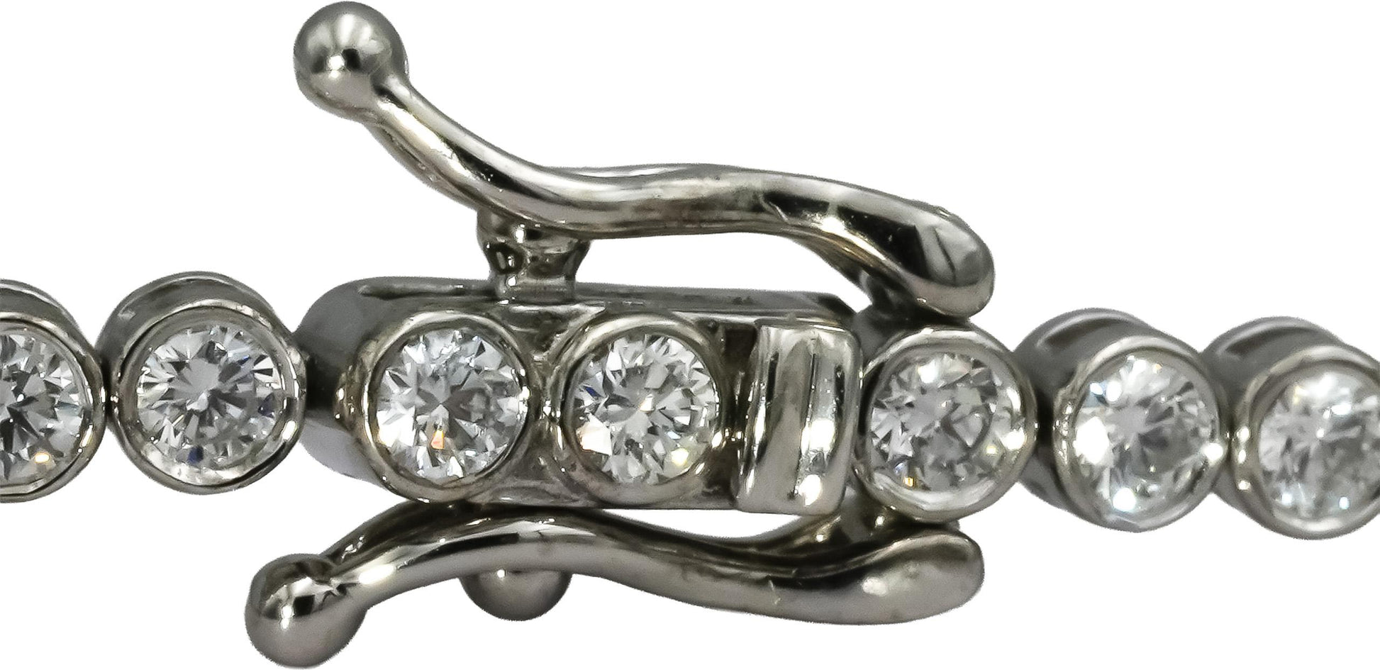 14k White Gold VS Round Bezel Set Diamond Tennis Bracelet 2.35CT