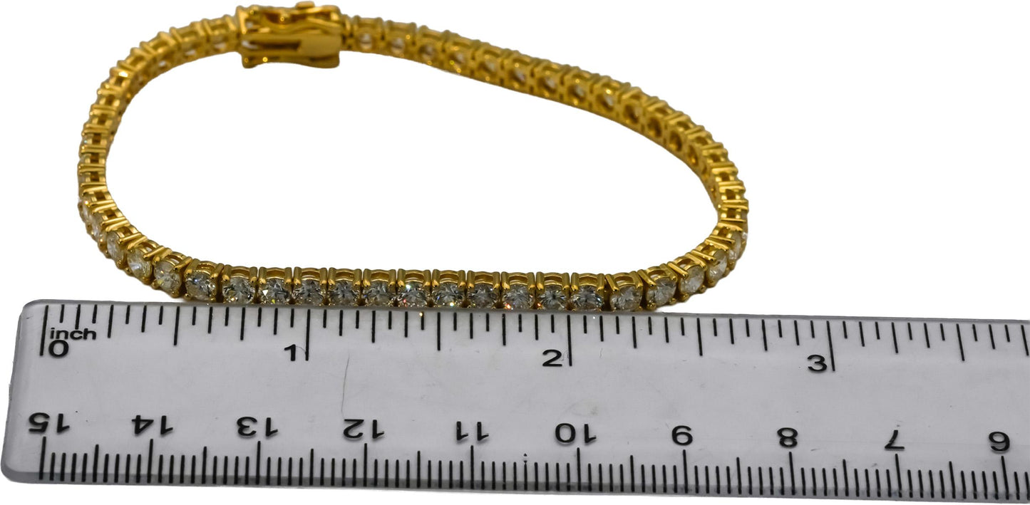 14k Yellow Gold VS Round Diamond Tennis Bracelet 7.03CT 52 Pieces