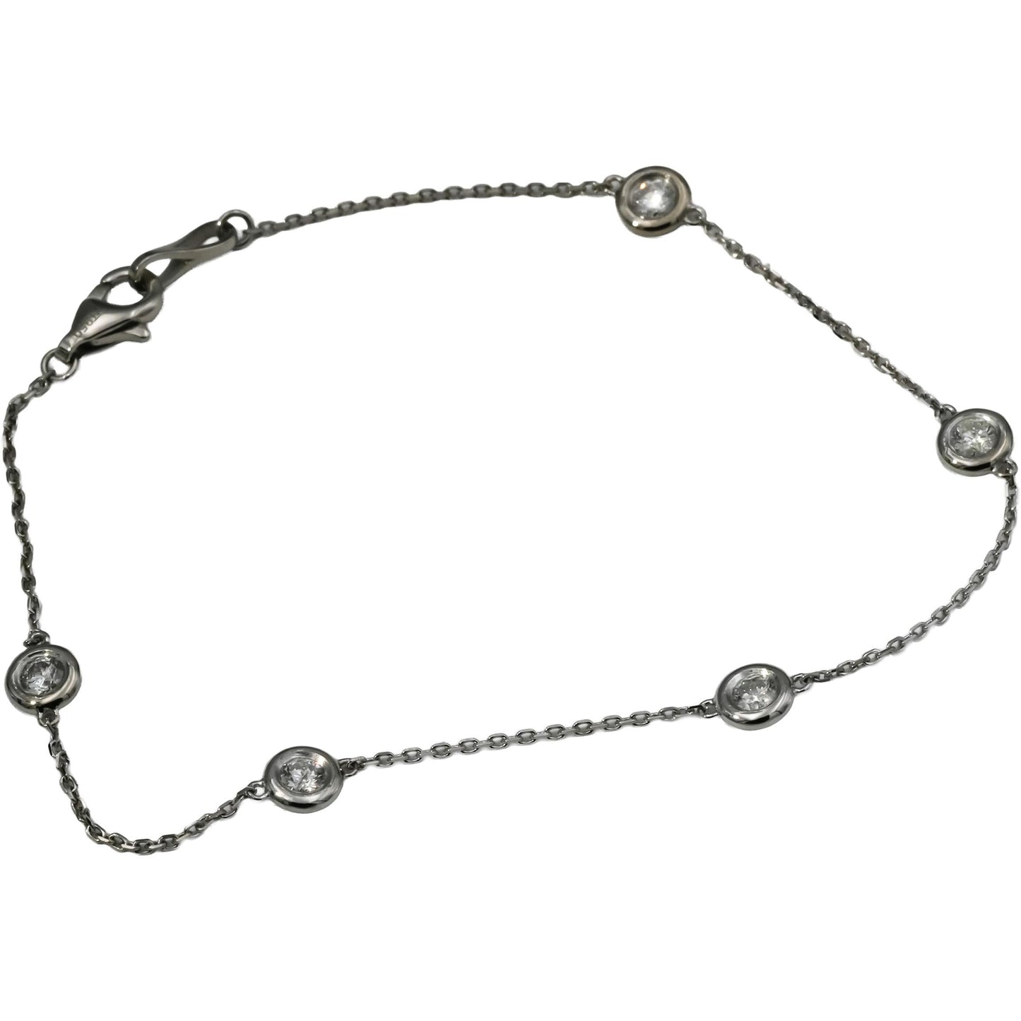 Platinum Round Diamond By The Yard Bracelet 0.40CT 10 Pieces