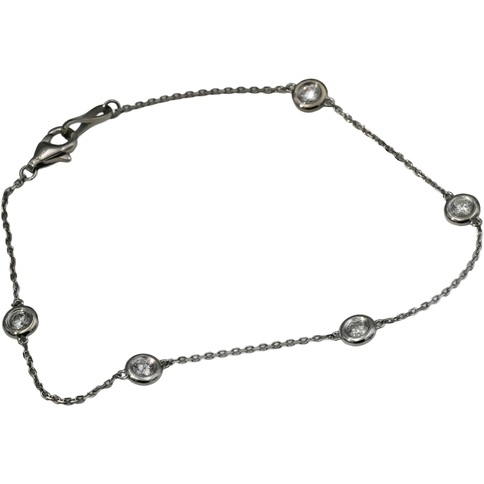 Platinum Round Diamond By The Yard Bracelet 0.40CT 10 Pieces