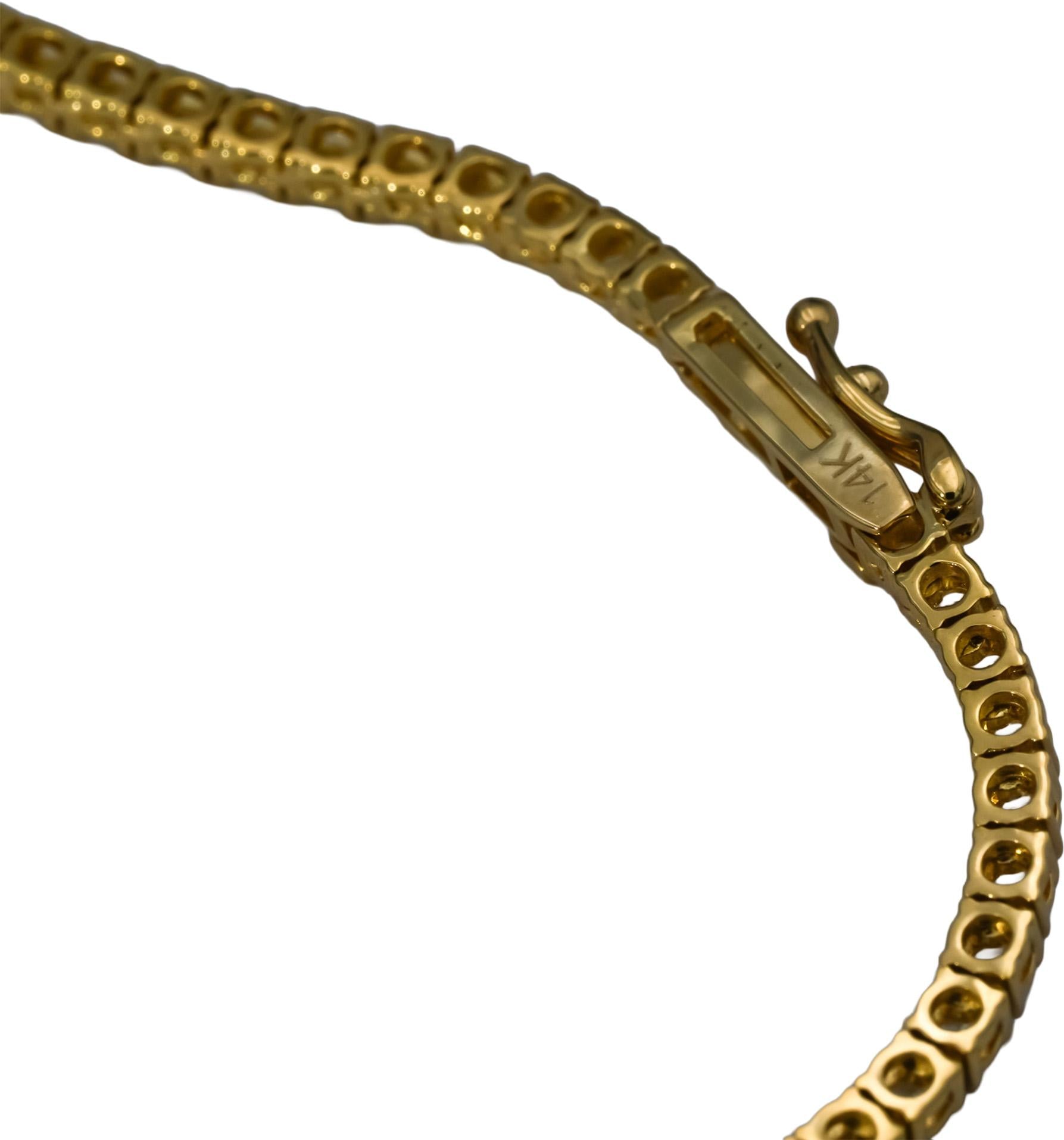 14k Yellow Gold VS Round Diamond Graduated Riviera Necklace 8.11CT 171 Pieces