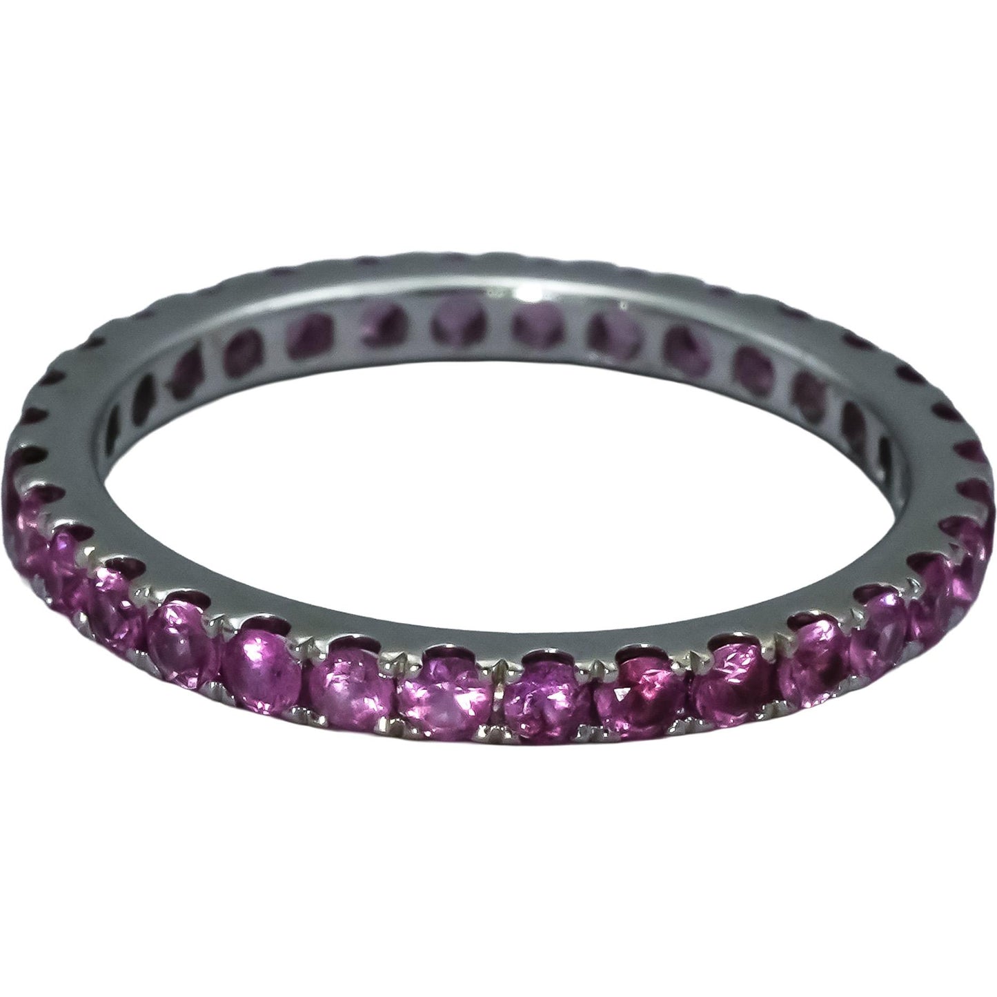 18k White Gold Round Pink Sapphire Eternity Band Ring 1.0CT Size 6.75