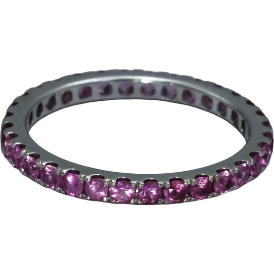 18k White Gold Round Pink Sapphire Eternity Band Ring 1.0CT Size 6.75