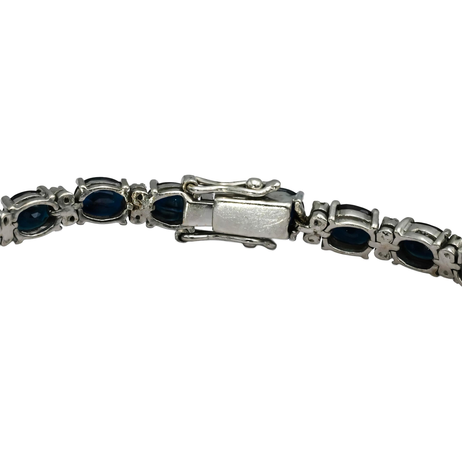 18k White Gold VS Diamond and Blue Sapphire Tennis Bracelet 13.50CT