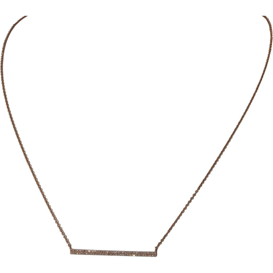 14k Rose Gold Round Diamond Bar Pendant Necklace 0.20CT