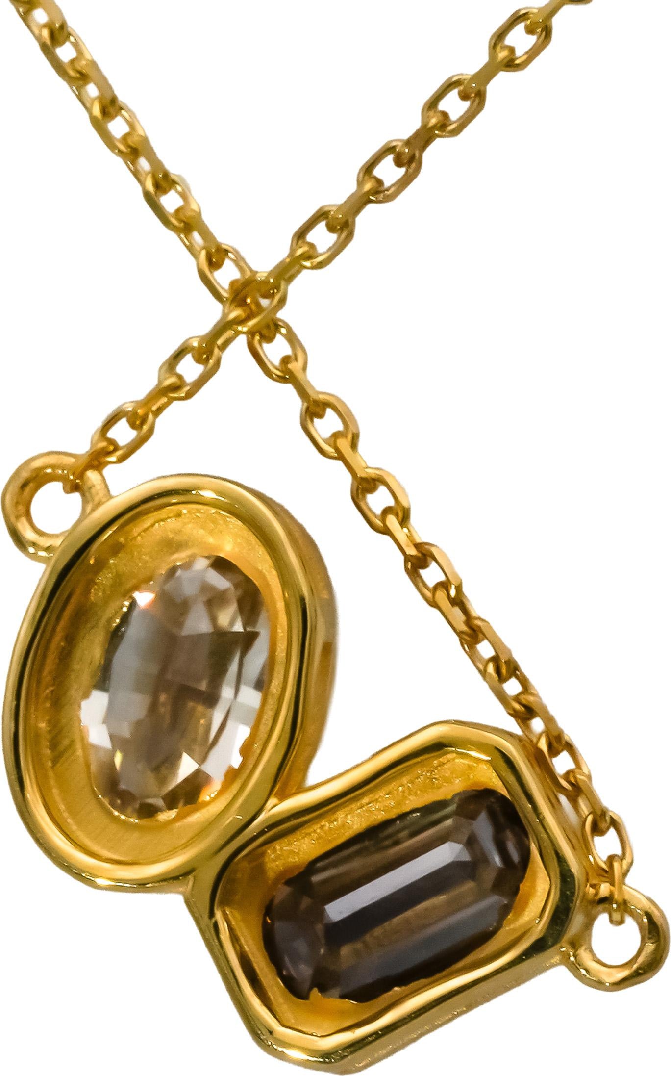 14k Yellow Gold VS Emerald Cut & Oval Step Cut Diamond Pendant Necklace 2.03CT