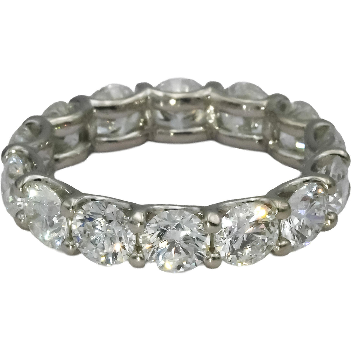 14k White Gold VS Round Natural Diamond Eternity Band Ring 5.80CT Size 7.5