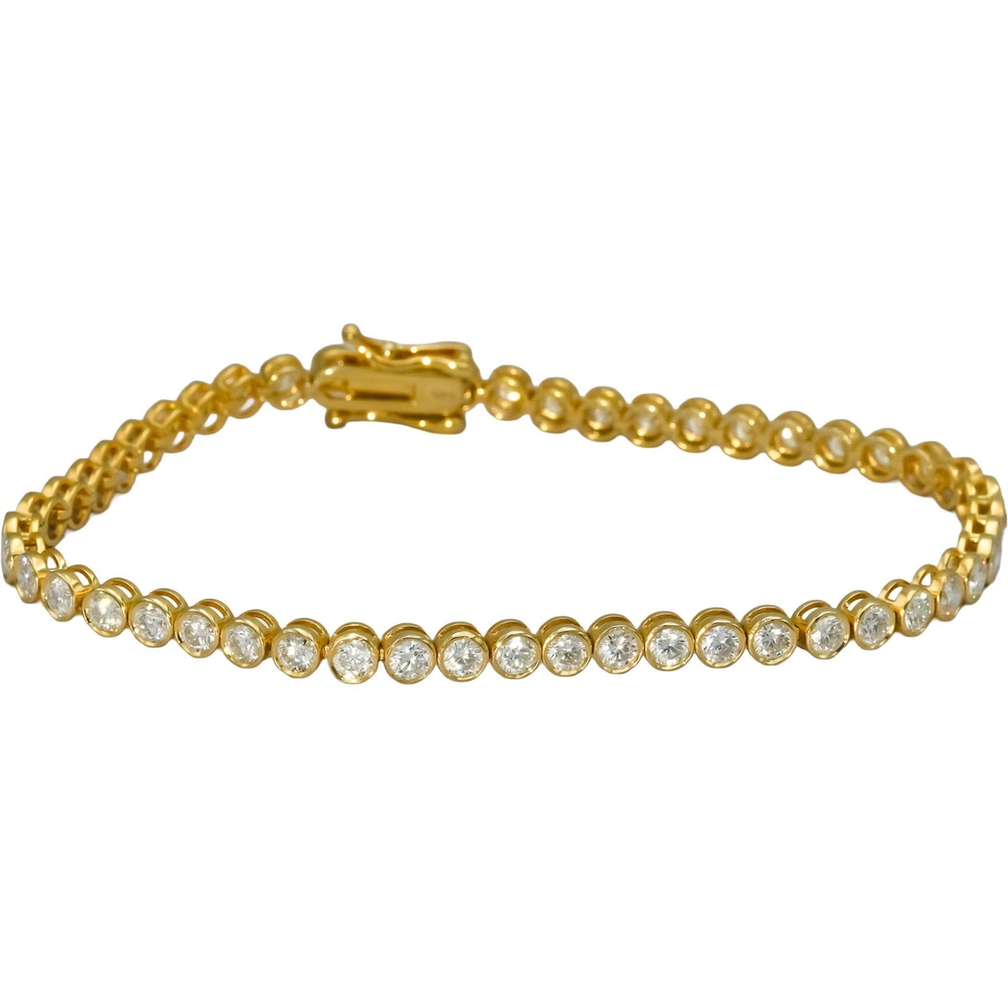 14k Yellow Gold VS Round Bezel Set Diamond Tennis Bracelet 4.35CT