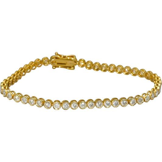 14k Yellow Gold VS Round Bezel Set Diamond Tennis Bracelet 4.35CT