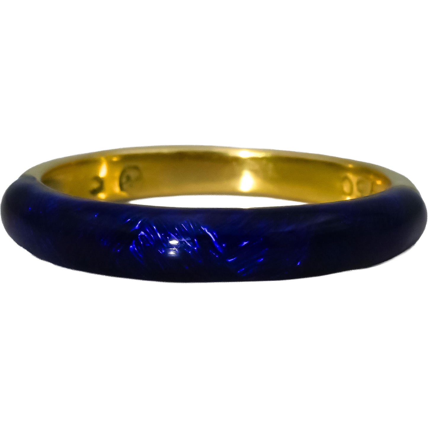 HIDALGO 18k Yellow Gold Blue Enamel Band Ring Size 6.25