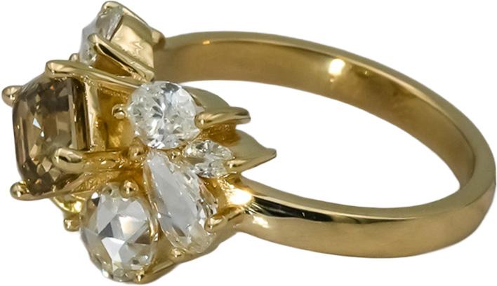 14k Yellow Gold VS Mixed Cuts Diamond Cocktail Ring 2.68CT Size 6.5