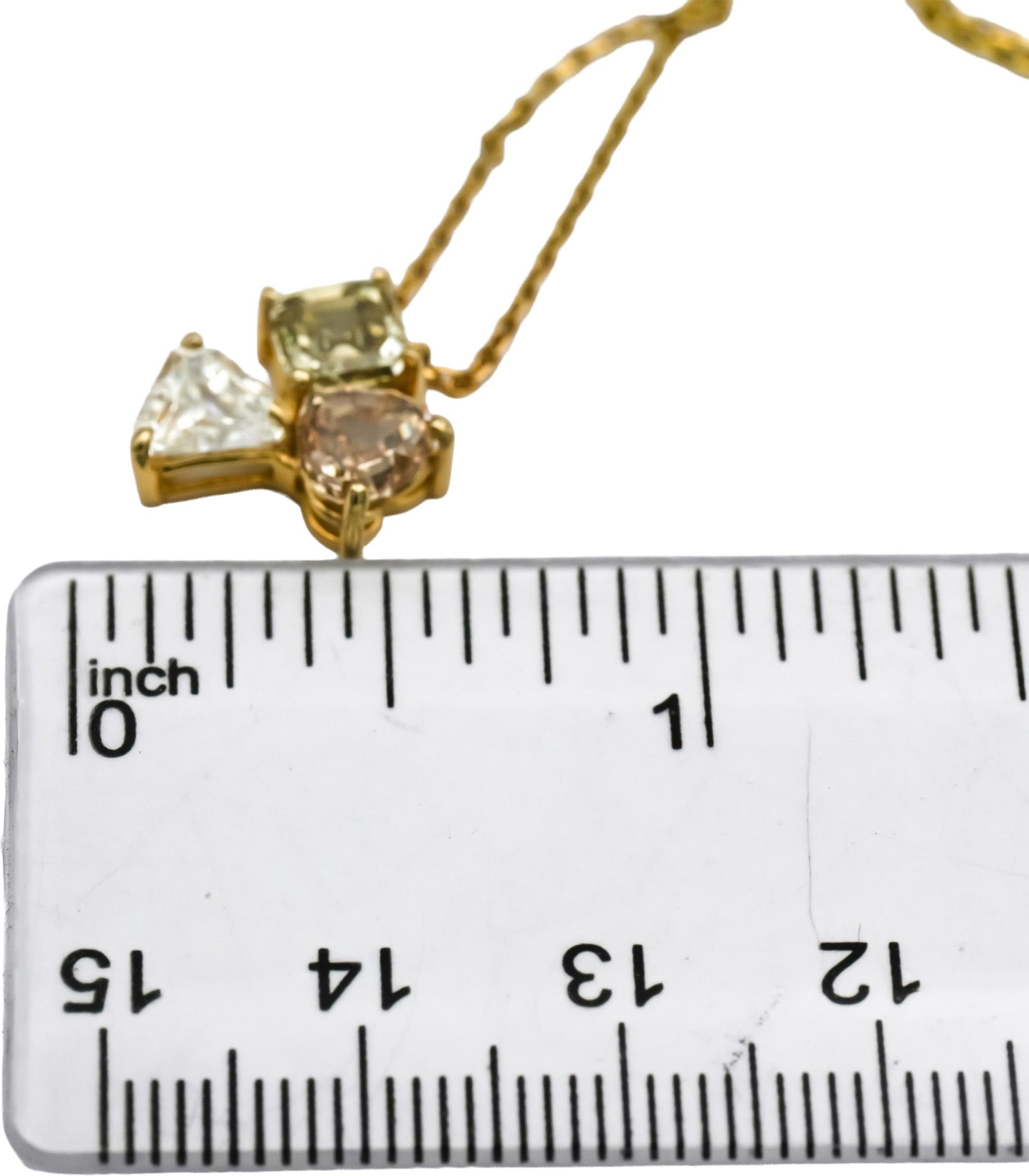 14k Yellow Gold VS Mixed Cuts Diamond Pendant Necklace 2.64CT