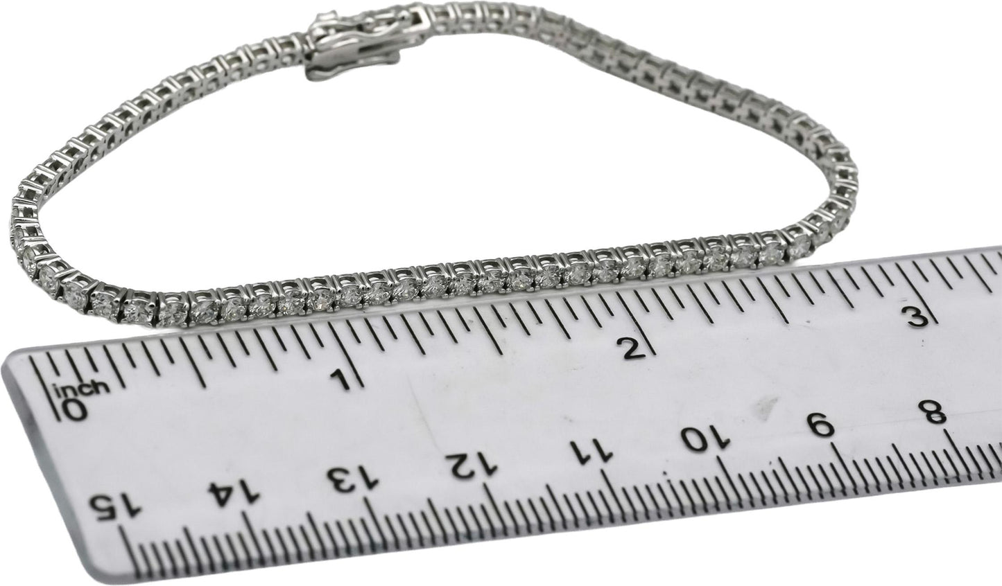 14k White Gold VS Round Natural Diamond Tennis Bracelet 3.51CT