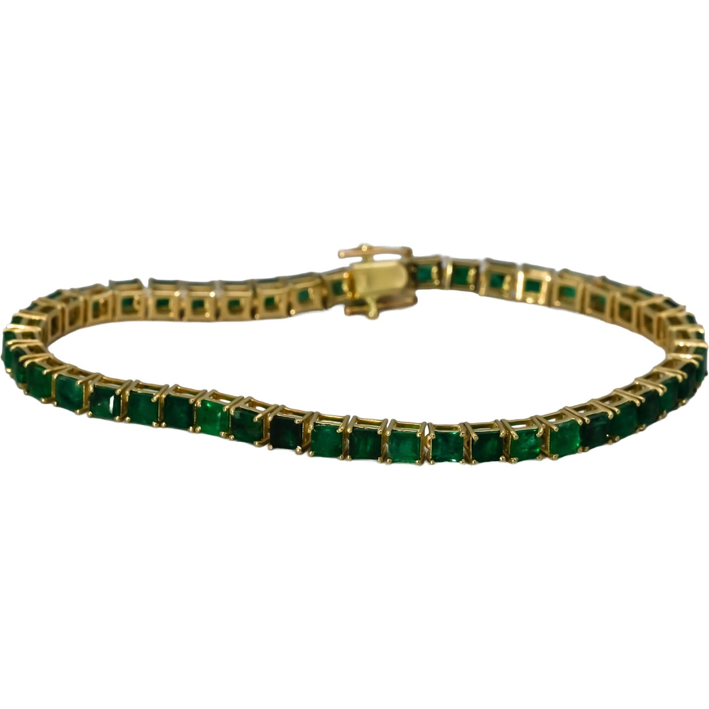14k Yellow Gold Emerald Tennis Bracelet 7.50CT