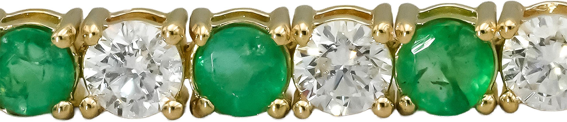 14k Yellow Gold Round Diamond and Emerald Tennis Bracelet 5.69CT