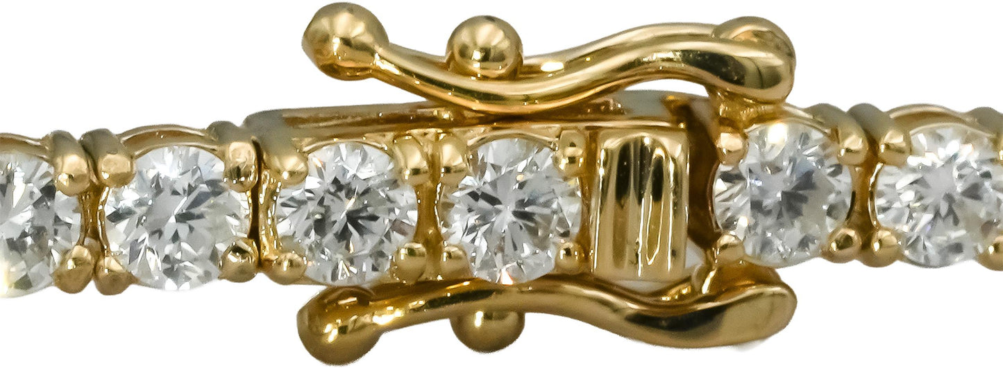 14k Yellow Gold Round Natural Diamond Tennis Bracelet 4.56CT