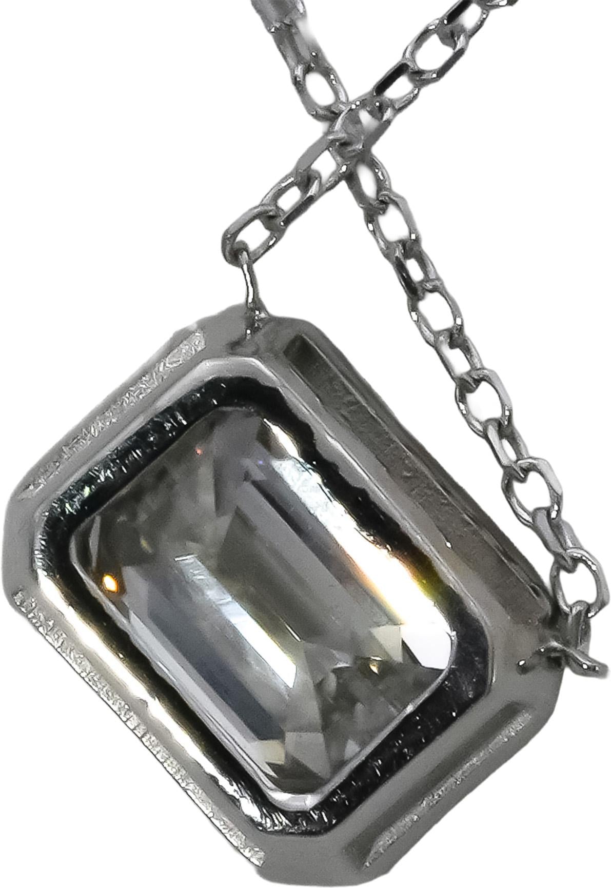 14k White Gold VS Emerald Cut Lab-Grown Diamond Pendant Necklace 1.62CT
