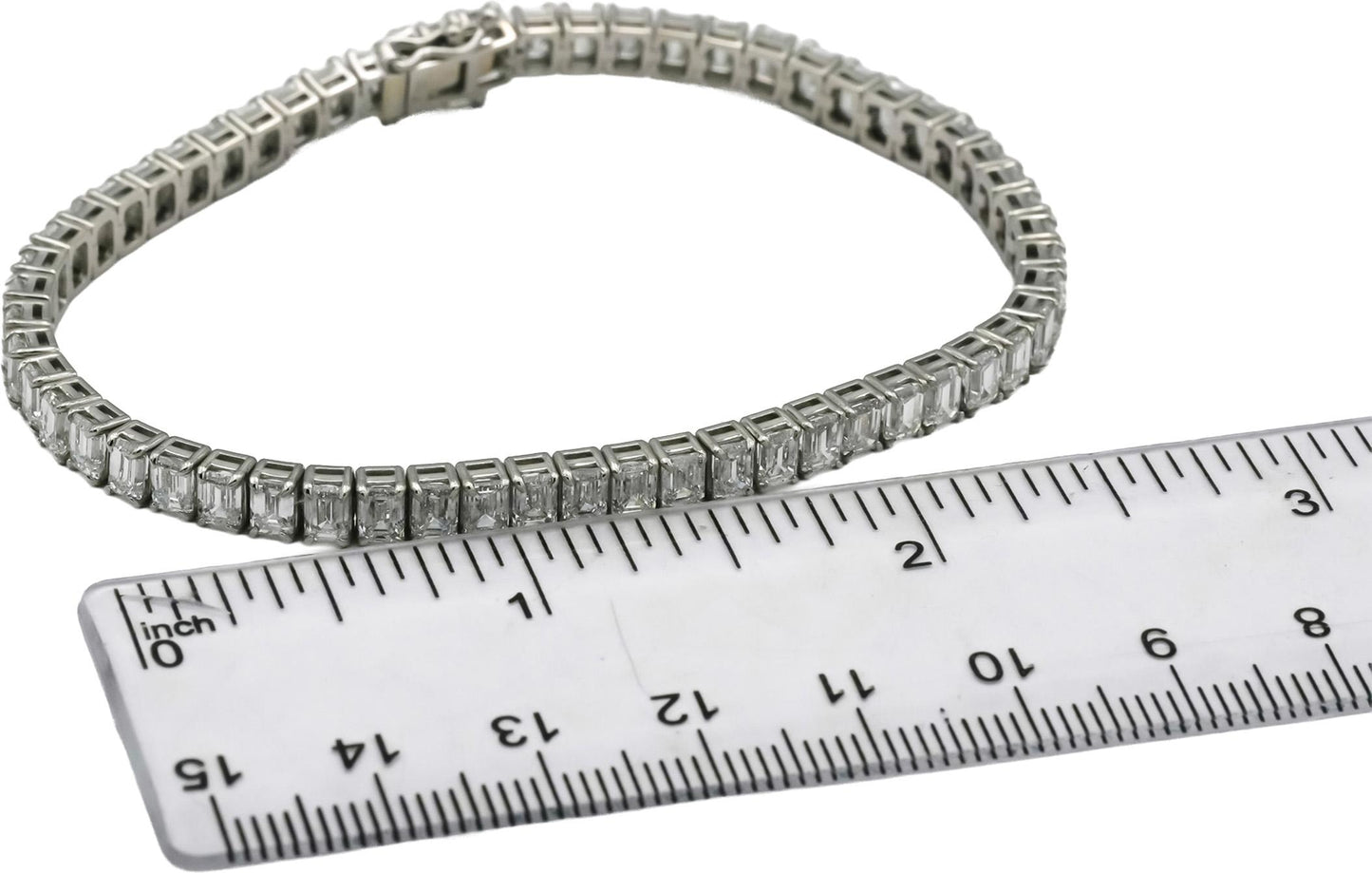 Platinum VS Emerald Cut Lab-Grown Diamond Tennis Bracelet 12.26CT