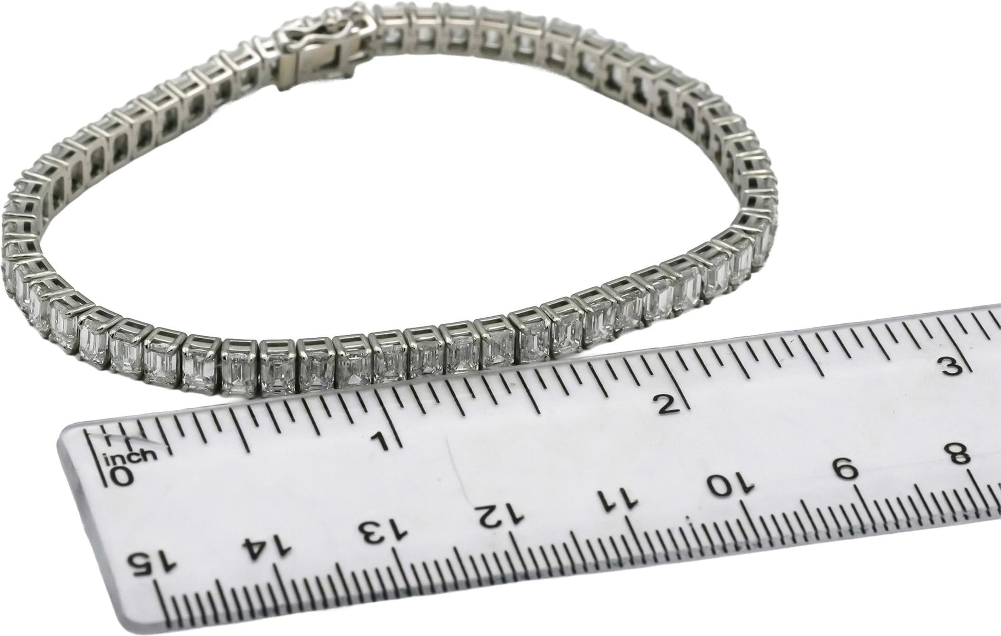 Platinum VS Emerald Cut Lab-Grown Diamond Tennis Bracelet 12.26CT