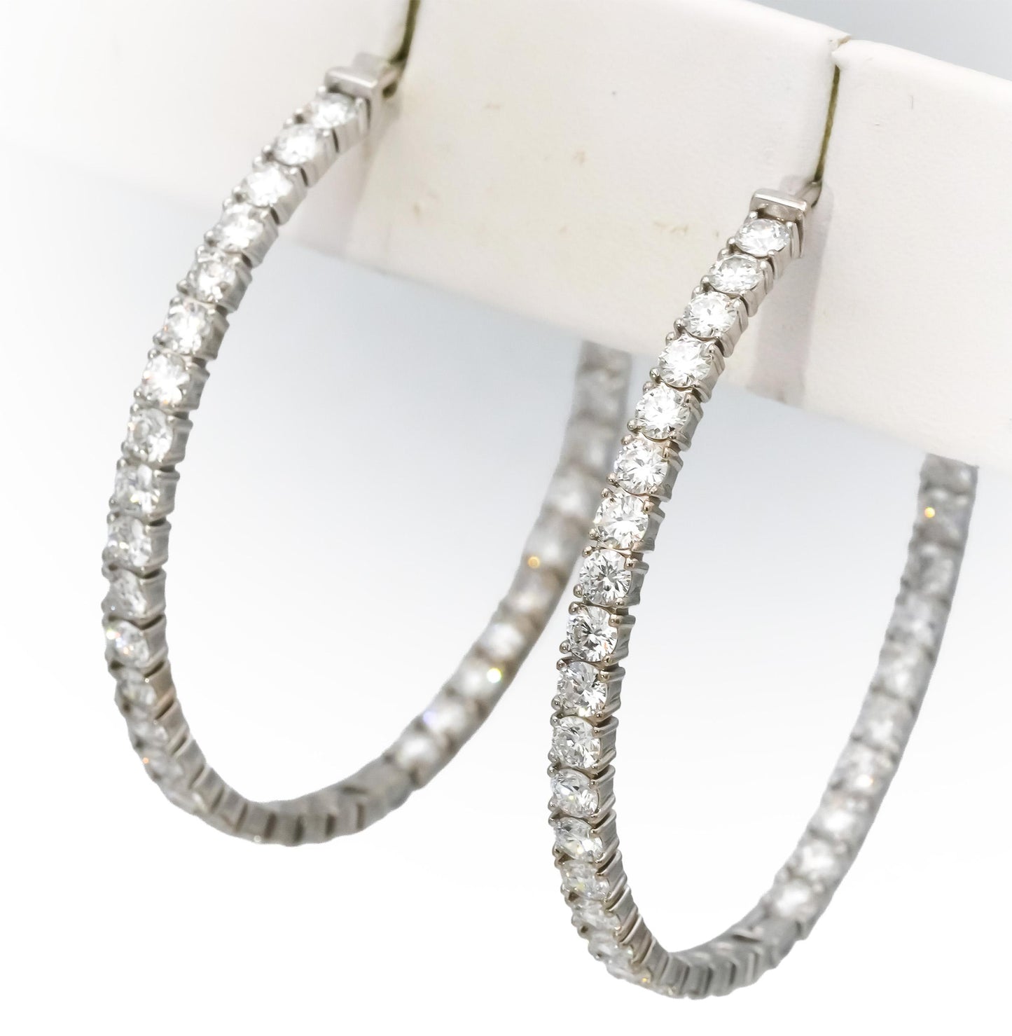 14k White Gold VS Round Lab-Grown Diamond Inside Out Hoop Earrings 5.61CT