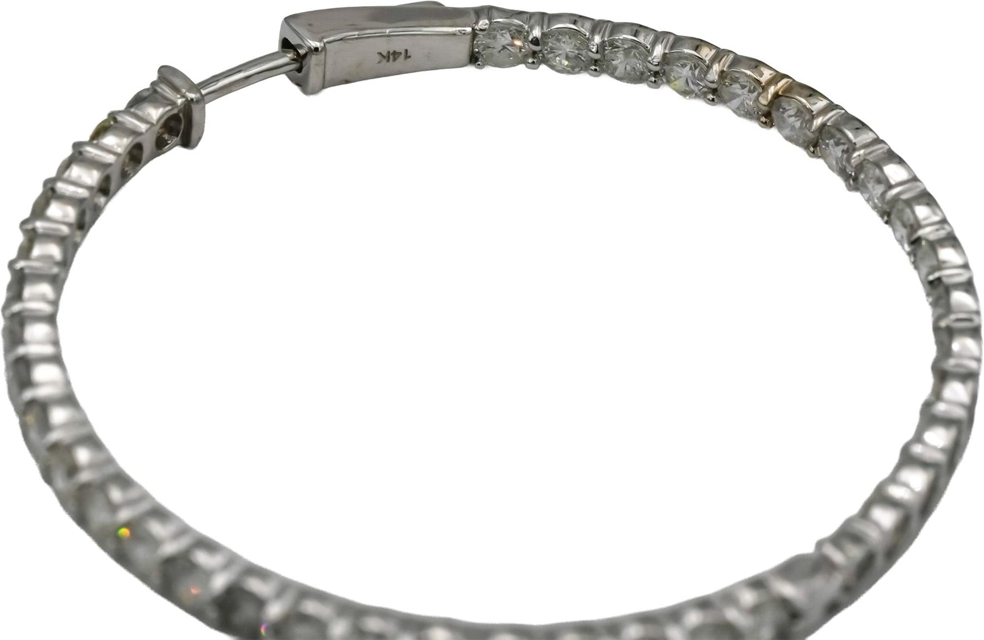 14k White Gold Round Natural Diamond Inside Out Hoop Earrings 6.43CT