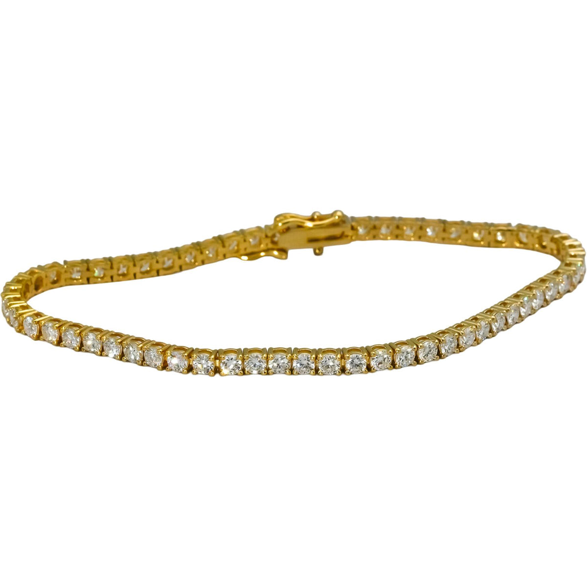 14k Yellow Gold VS Round Lab-Grown Diamond Tennis Bracelet 4.45CT
