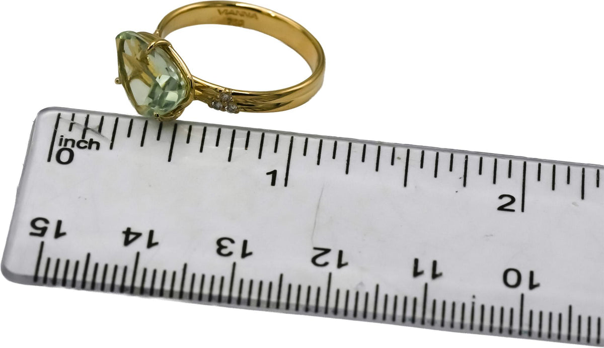 18k Yellow Gold Aquamarine Ring 2.0CT Size 7 w/ Diamond Accents