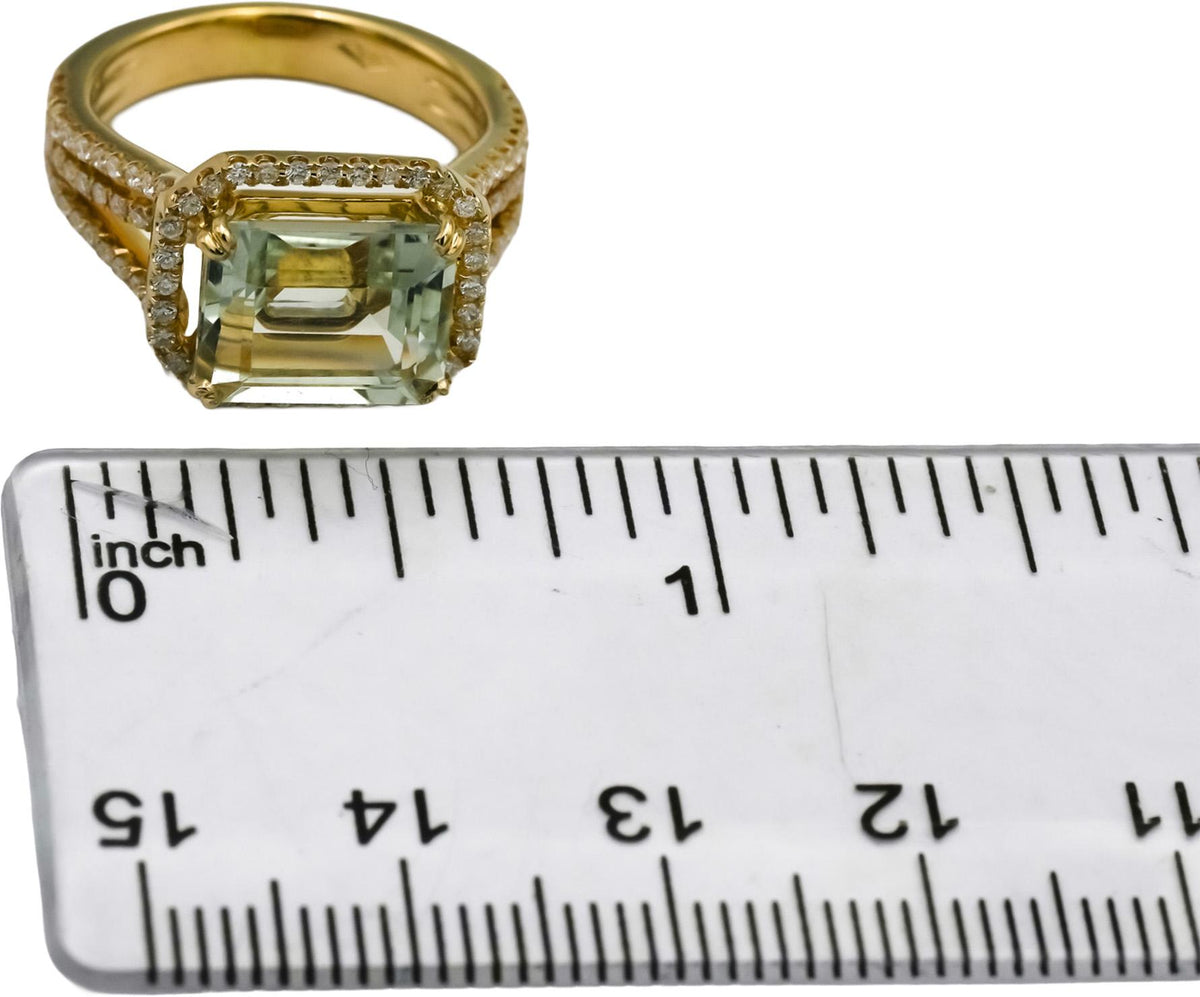 18k Yellow Gold Diamond and Aquamarine Cocktail Ring 4.10CT Size 4.75