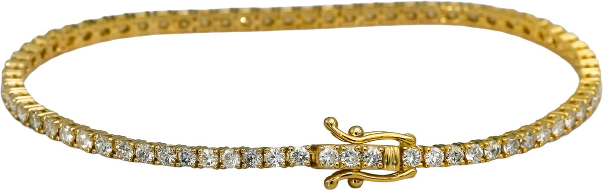 14k Yellow Gold VS Round Natural Diamond Tennis Bracelet 3.20CT
