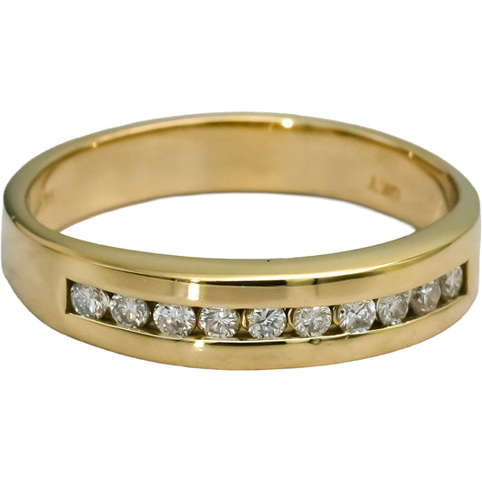 10k Yellow Gold Round Channel Set Diamond Men's Band Ring 0.25CT Size 9.75