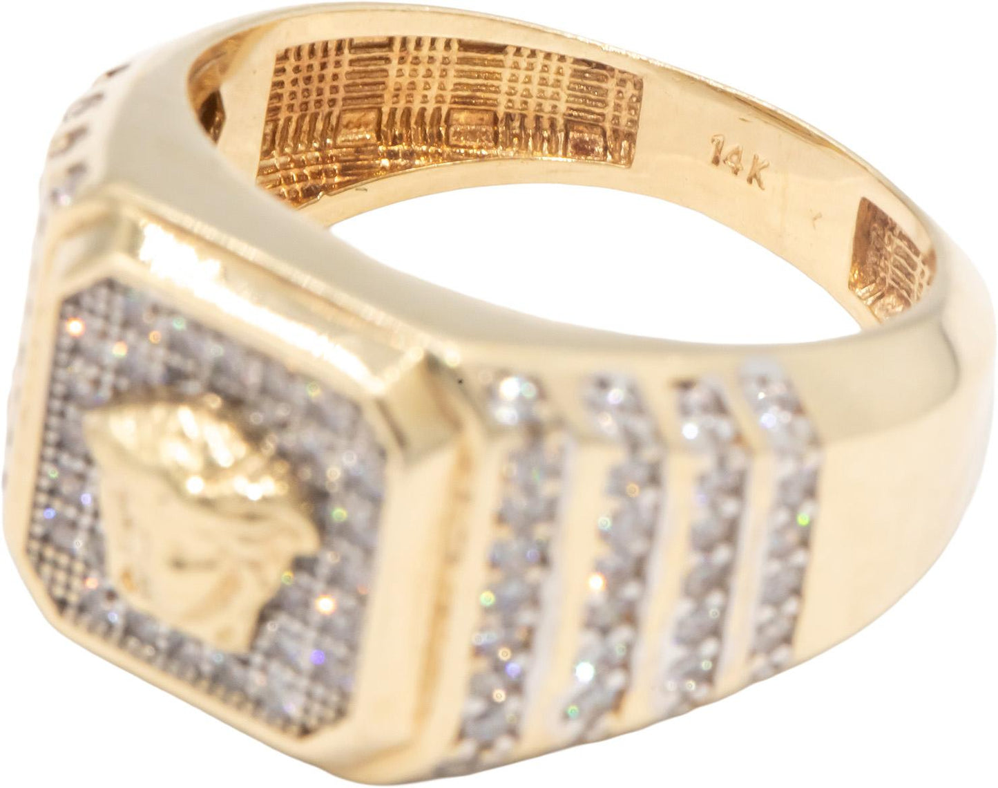 14k Yellow Gold 0.95CT VS Diamond Medusa Ring Size 9.25