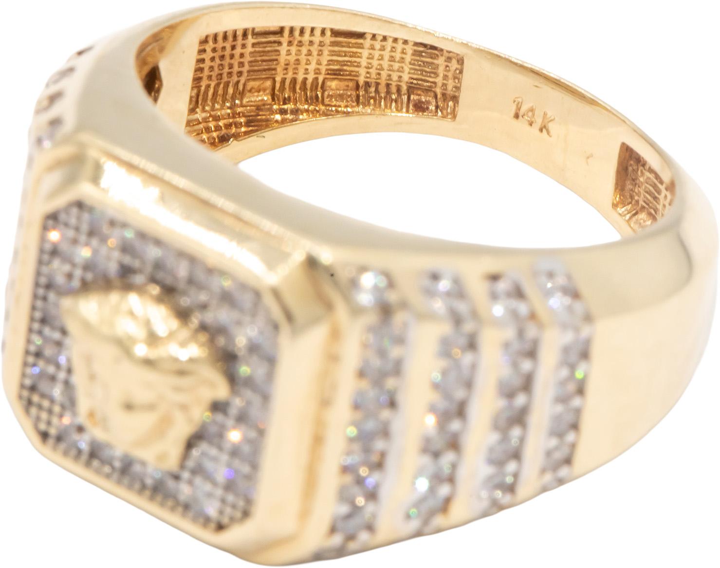 14k Yellow Gold 0.95CT VS Diamond Medusa Ring Size 9.25