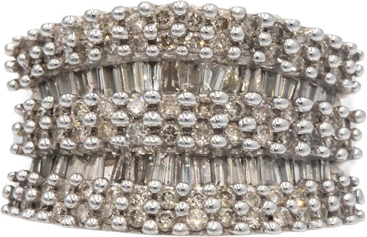 14k White Gold 1.50CT VS Diamond Wide Band Ring Size 7