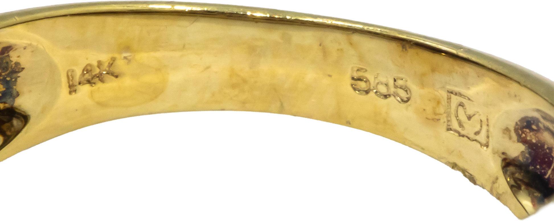 14k Yellow Gold 0.18CT Diamond and Sapphire Band Ring Size 6.75
