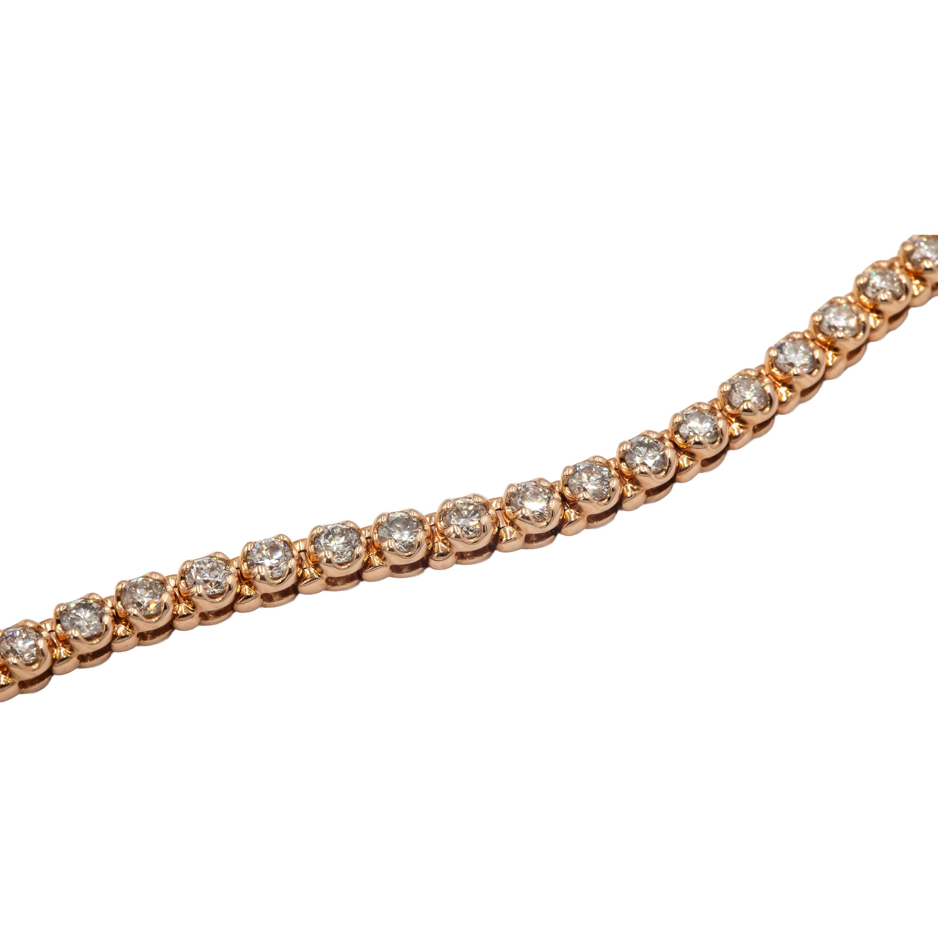 10k Rose Gold Round Diamond Formal Tennis Bracelet 4.0CT