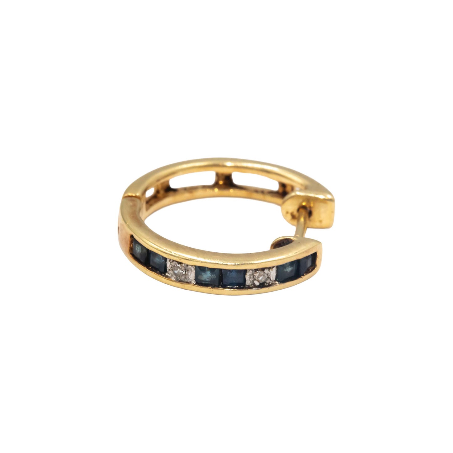 10k Yellow Gold 0.15CT Ruby Hoop Huggie Earrings w/ Diamond Accents