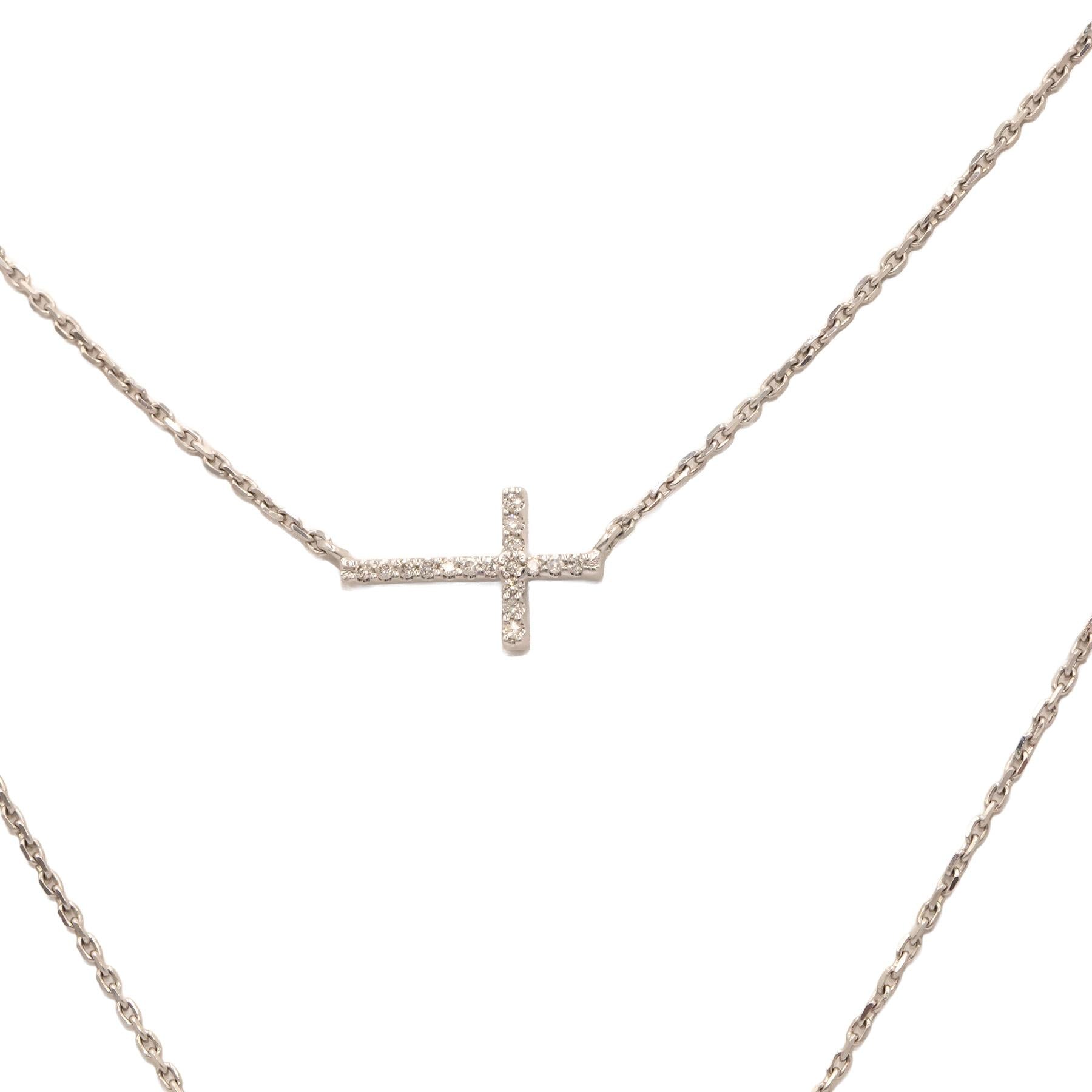 Vera Wang Love Collection 10K White Gold Diamond Sapphire Cross Necklace