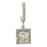14k Gold Diamond Drop Dangle Earrings 3.28CT w/ 2 x 1.50CT Radiant Cut Centers