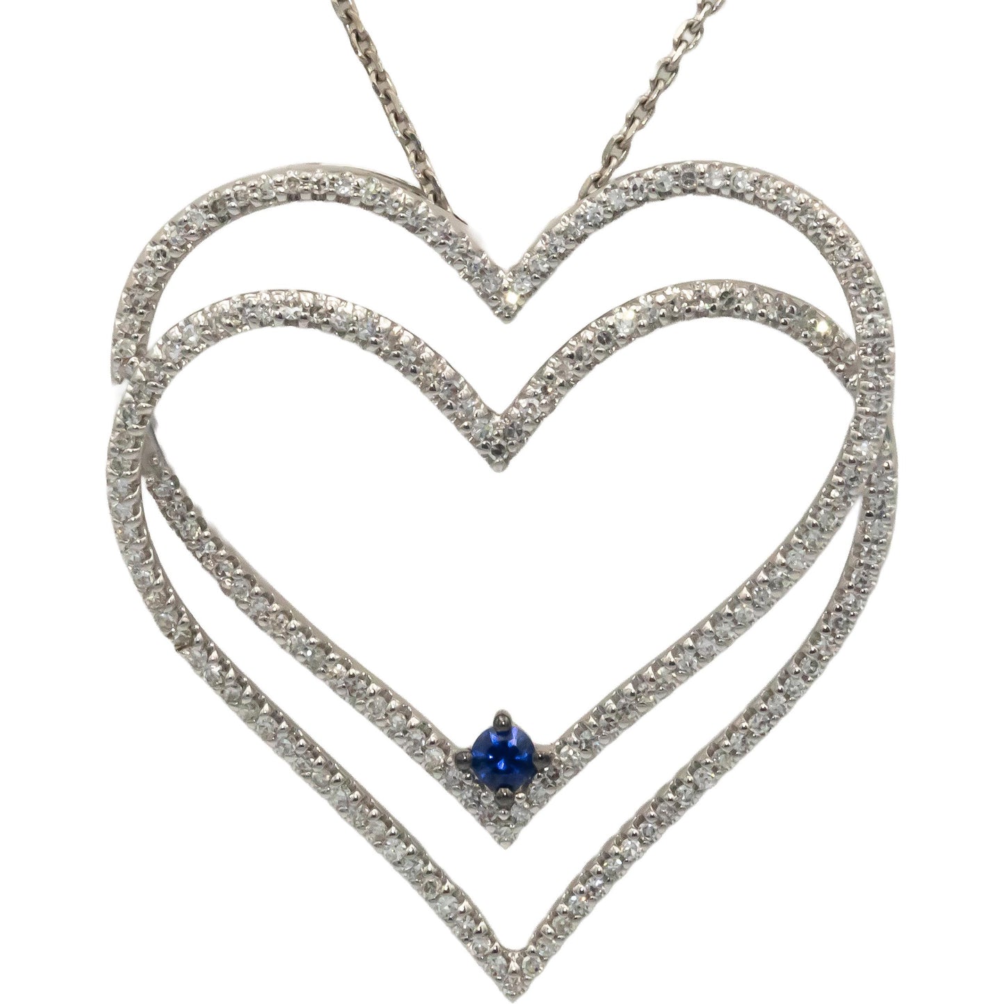 VERA WANG LOVE 10k White Gold 0.50CT Diamond Heart Pendant Necklace