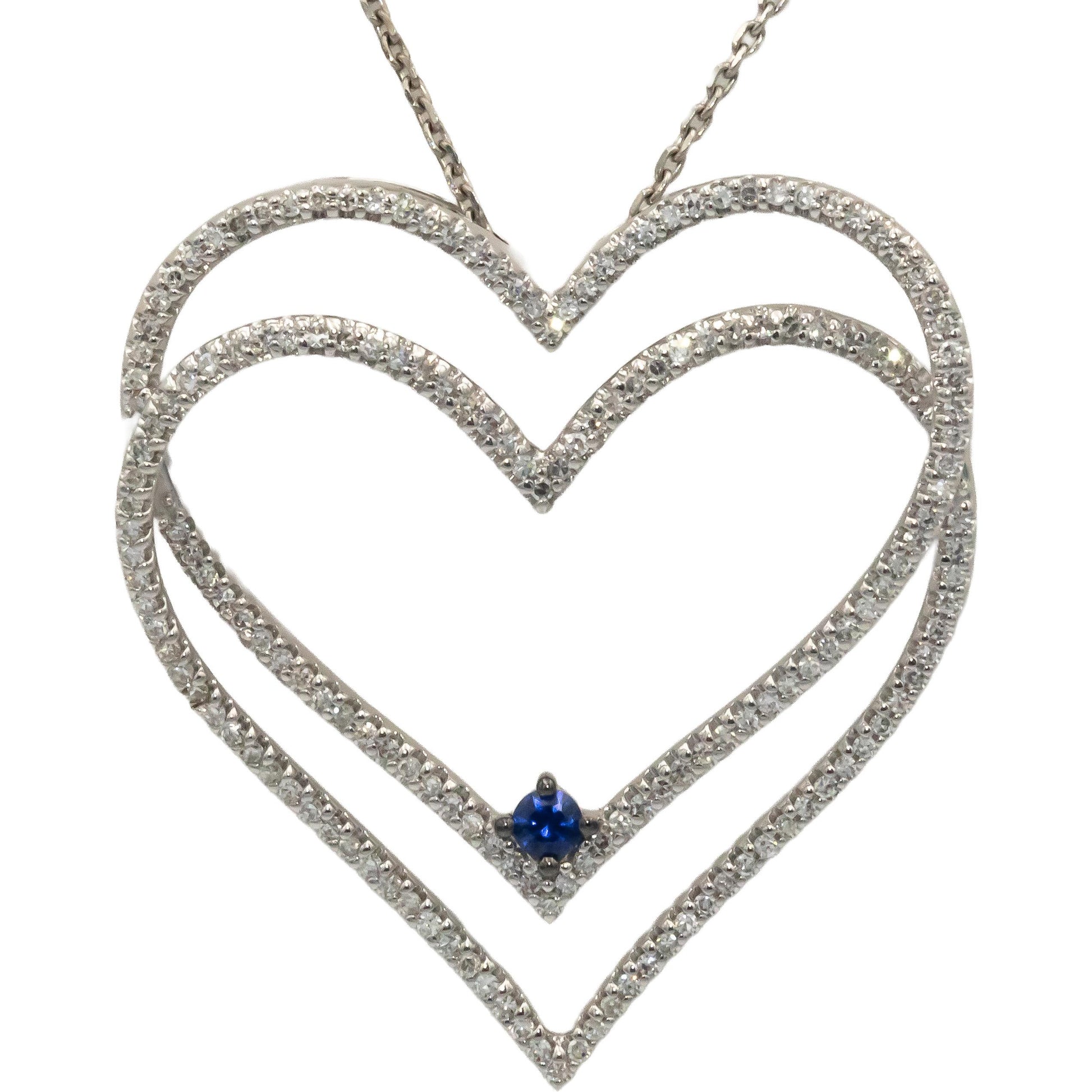 VERA WANG LOVE 10k White Gold 0.50CT Diamond Heart Pendant Necklace