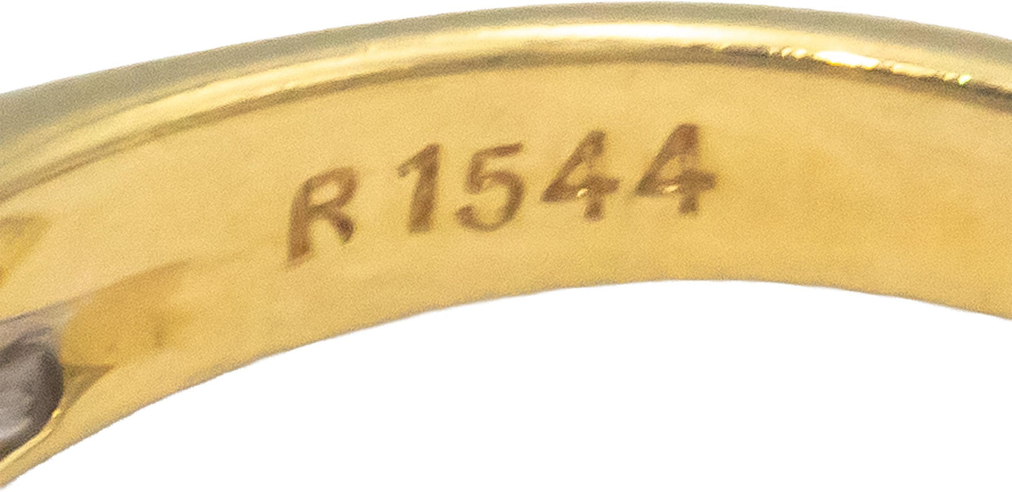 Designer 18k Gold Round Diamond and Square Ruby Band Ring 0.35CT Size 7