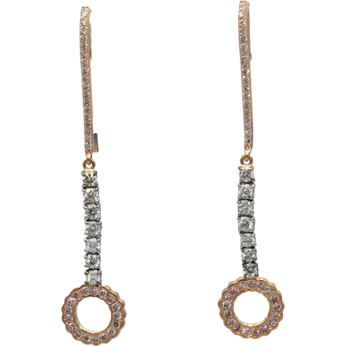 KOZI Designer 14k Rose & White Gold 1.50CT VS Diamond Drop Dangle Earrings