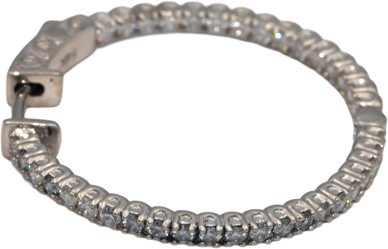 14k White Gold 1.50CT Diamond Inside Out Hoop Earrings