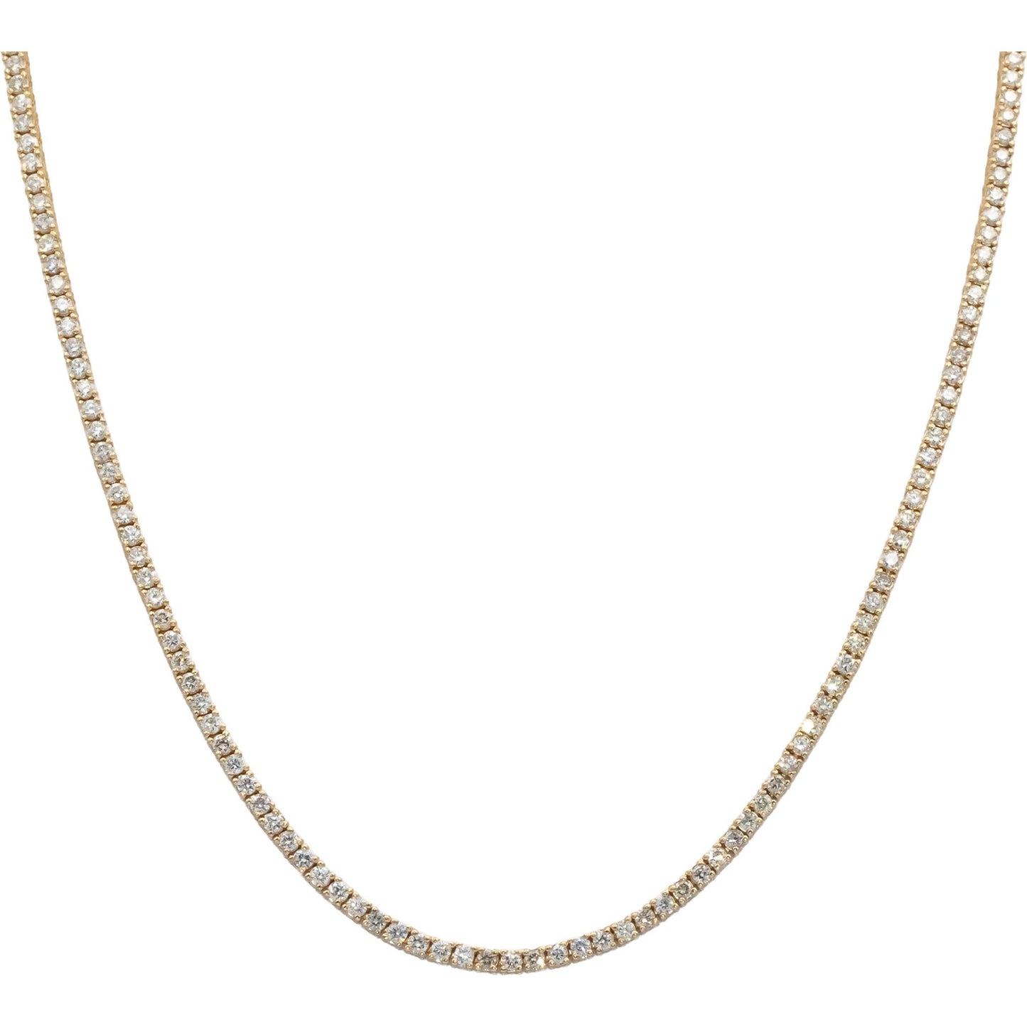 14k Yellow Gold Jewelry Round Cut Diamond Tennis Necklace 5.46CT
