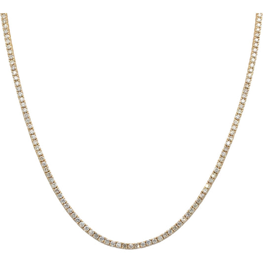 14k Yellow Gold Jewelry Round Cut Diamond Tennis Necklace 5.46CT