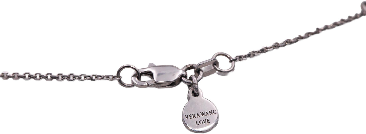 VERA WANG LOVE 10k White Gold 0.25CT Diamond Heart Double Chain Necklace