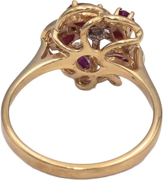 14k Yellow Gold Diamond and Ruby Floral Ring 0.51CT Size 6.25