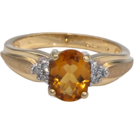 10k Yellow Gold 1.05CT Diamond and Citrine Ring Size 6.25