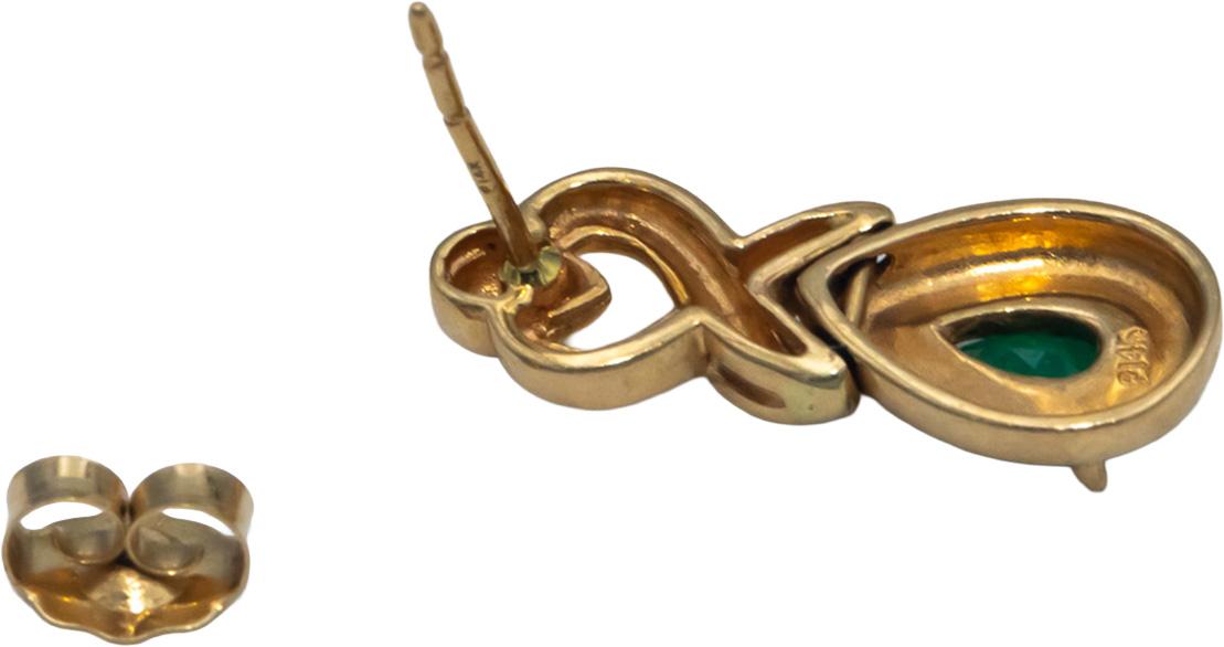 14k Yellow Gold 0.50CT Emerald Drop Dangle Stud Earrings